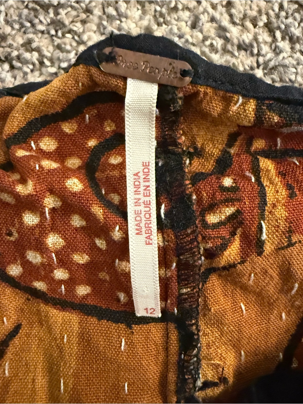 Free People Floral Patchwork High Waist Shorts - Mustard Pink Rust - Picture 3 of 5